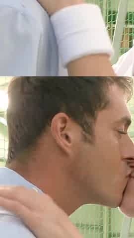 Hot Threesome with DP and Anal Sex in the Tennis Court Fucking Sex Girl