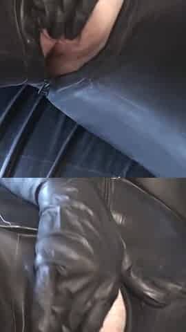Latex Danielle masturbating in army catsuit
