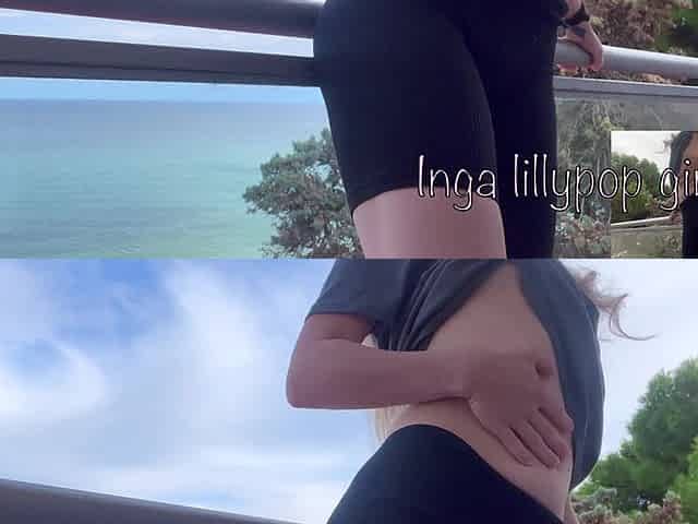 Petite Teen Made Strip Tis on Balcony