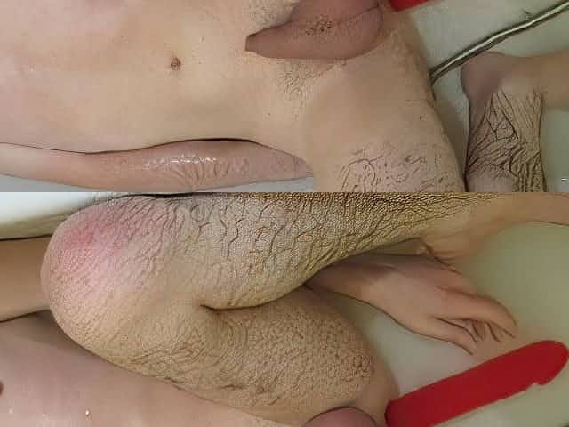 Long Red Ribbed Dildo Goes Deep In My Ass Till Belly Bulge