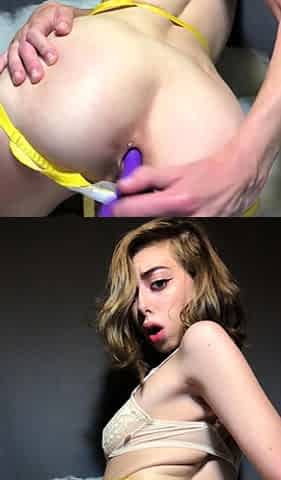 Naughty blonde teen girl loves to use her toy