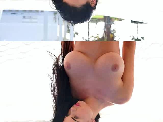 Busty brunette with big boobs rides cock