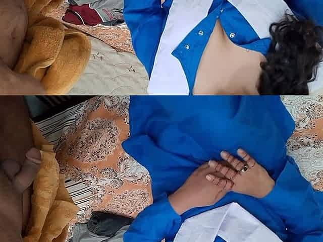 Indian Stepsister Surprises Her Stepbrother by Wearing a School Uniform