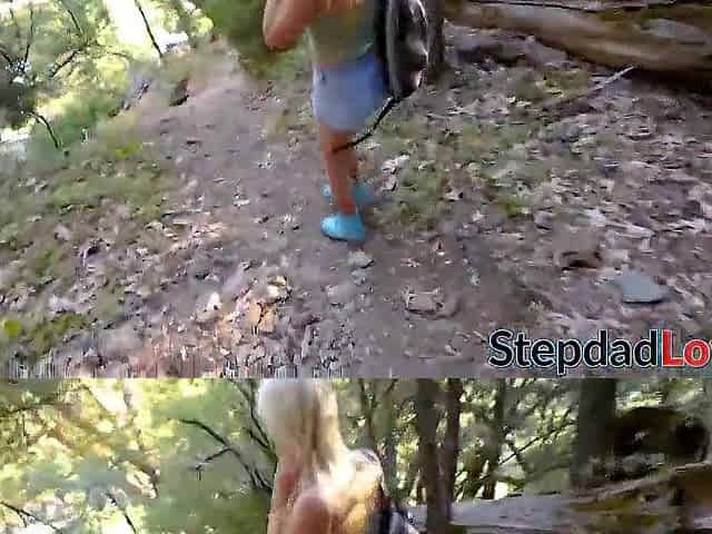 Breasty blond stepdaughter has her juicy snatch ravaged by excited stepdad in an intensive outdoor rencounter.