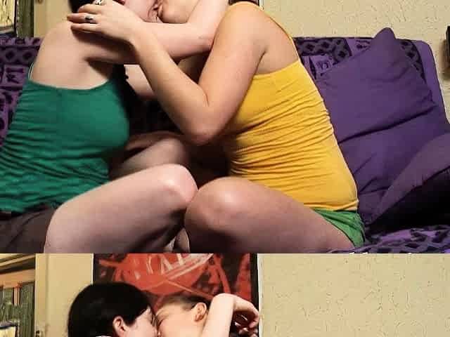 Pigtailed Brunette Lesbian Licks Hot Blonde