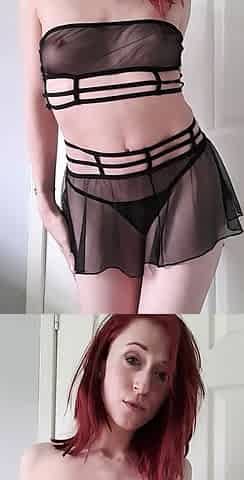 Amateur redhead masturbates then gives a blowjob