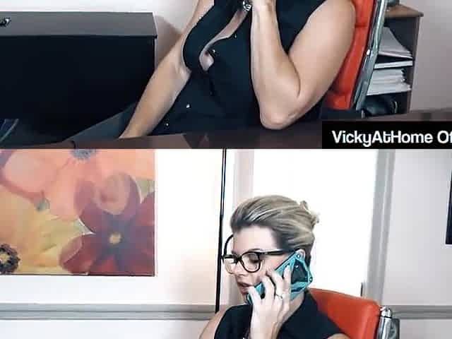 Breasty Golden-haired Vicky Vette Gets Concupiscent And Rubs Her Cunt In The Office!