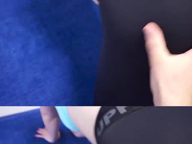 That guy couldn't resist her round butt and the workout continued..