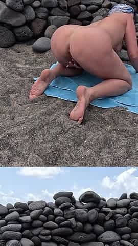 Outdoor Doggy Style Masturbation on the Beach