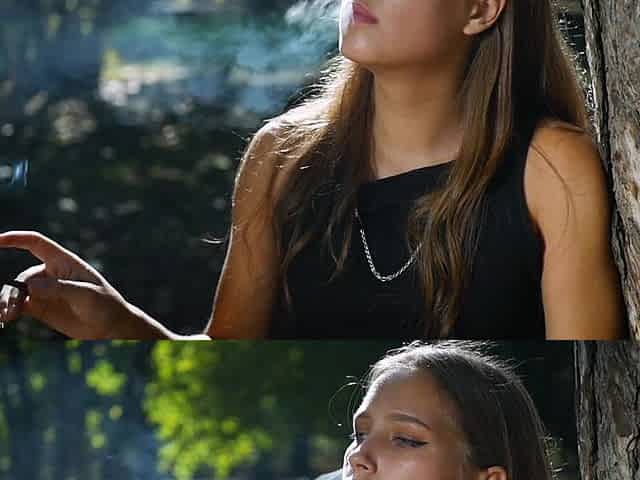 Sexy Russian Babe Smoking Cigarette Indoor Studio
