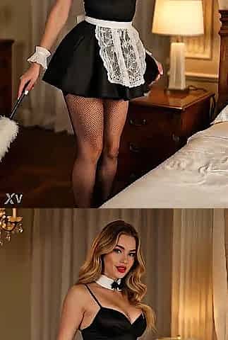 Wicked maid cleaning in a very provocative way - AI generated