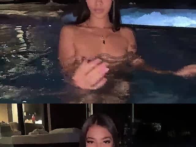 I invited her to the pool to bang her and cum on her round butt!