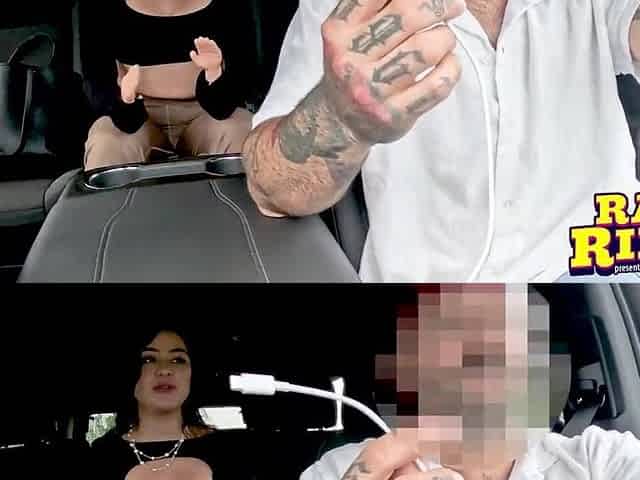 Hawt Brunette hair Latin babe With Petite Hands Masturbates In Ride Share - Tugjob And Blows Driver