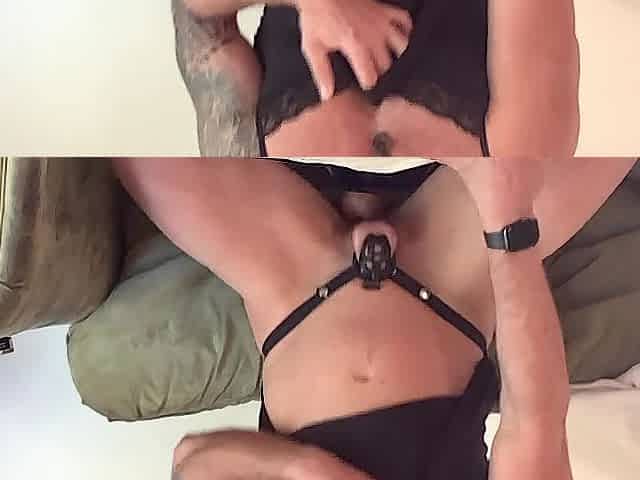 Sissy drips without chastity cage