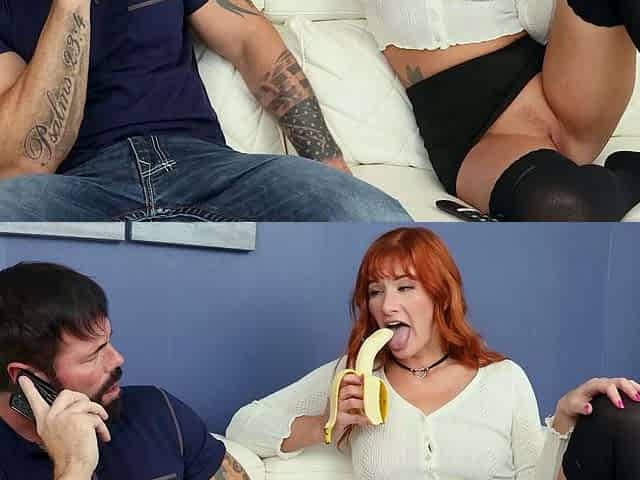 Nookies Redhead Gives Sloppy Blowjob on Couch