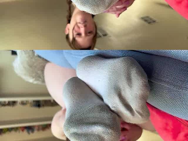 Sniffing the besties feet lastly