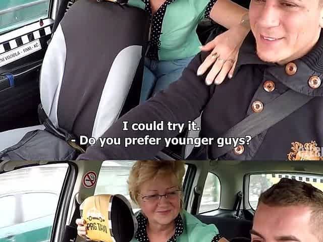 Horny granny fucks taxi cab driver