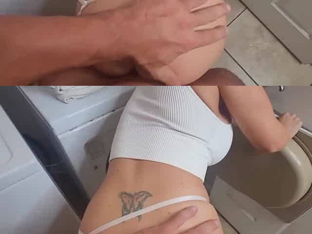 Hotwife Gets Bent Over and Creampied During the time that Doing Laundry