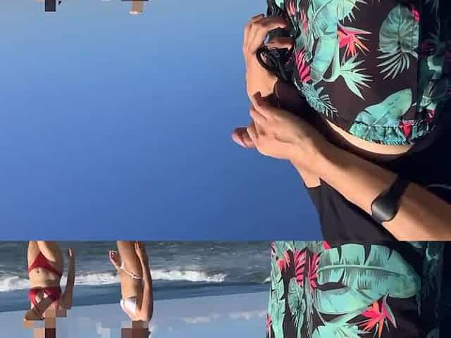 I take out my penis on the public beach to watch if any cutie fancies it and I get DOUBLE PRIZE