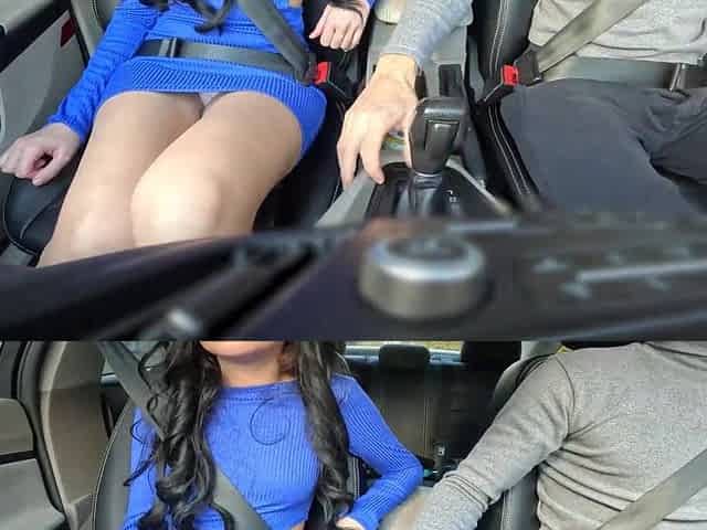 Uber driver gets into pretty passenger's pants. Seduction teen in car