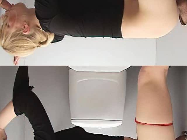 Glory hole blowjob from blonde babe