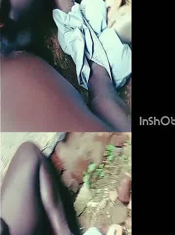 Real ebony weenie out door massage
