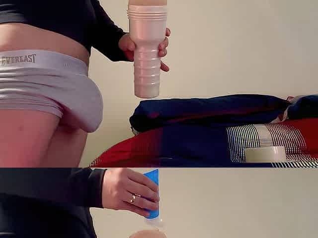 Sportswear Solo Session: Pounding Fleshlight Until Huge Ribald Load on Sleeve