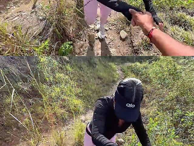 Hike in the woods with a fresh acquaintance ends in a rich public screw
