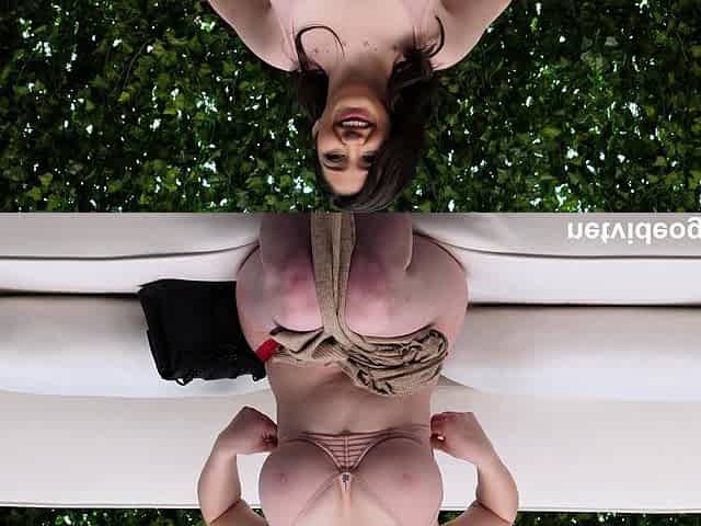 Brunette with big boobs and perky nipples fucks
