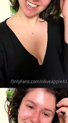 Busty curly brunette with big boobs fucks on couch