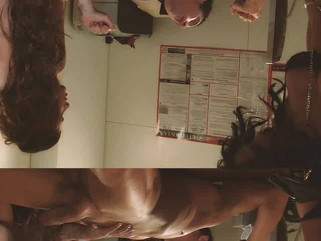 Hot Flight Scene 2 Booties Brunettes Fucking Together with a Big Cock Until They Cum on Top