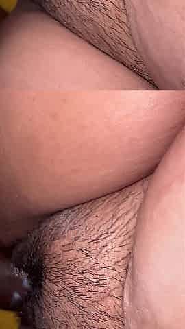 Superlatively good ally Bushy bulky cunt creams on corpulent ebony knob.