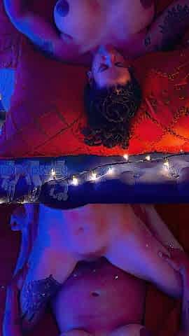 Overhead Lesbo Tribbing on Large Tittie Dude- Bouncing Bazookas and Bushy Vagina