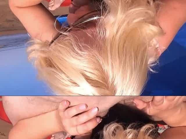 Blowjob and Footfetish on Beach