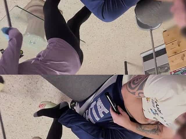 the cleaning lady cleans the boss's knob with her tongue