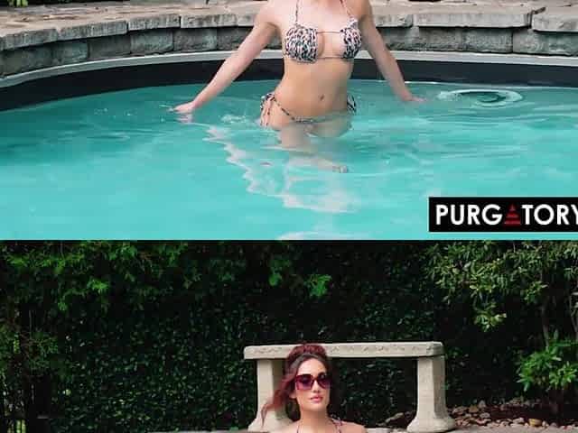 Breasty playgirl can't control herself and seduces the pool man