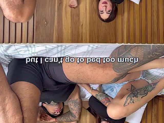 A cleaning lady interrupts a pair having sex and joins 'em for an incredible trio