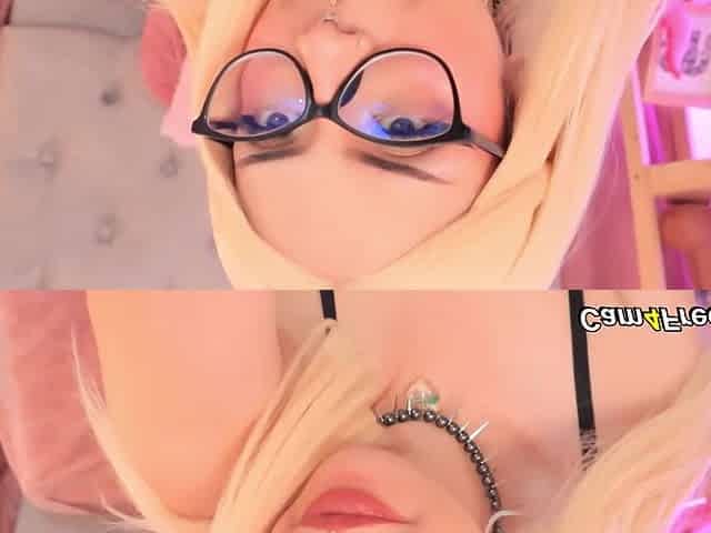 Thick Blonde Fills Her Mouth and Pussy with Her Dildo