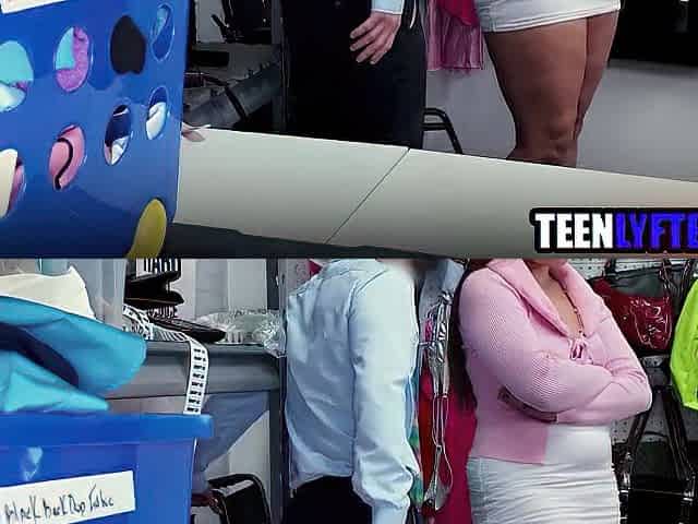 Large booty teen thief drilled by security