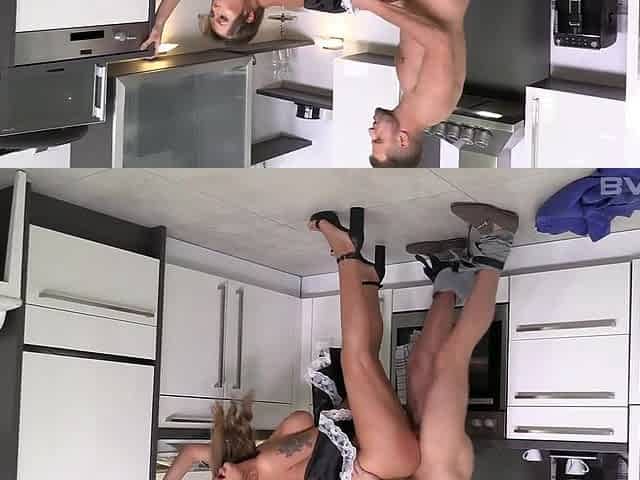 Vince Karter fucks naughty french maid Zlata Shine standing in his kitchen