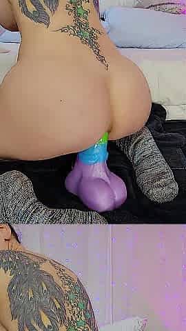 Big Chance nearly balls deeep in my guts, Stretching my booty and straightening my spine!