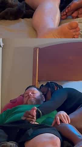 Amateur homemade Black sucking and banging white stud in the hood