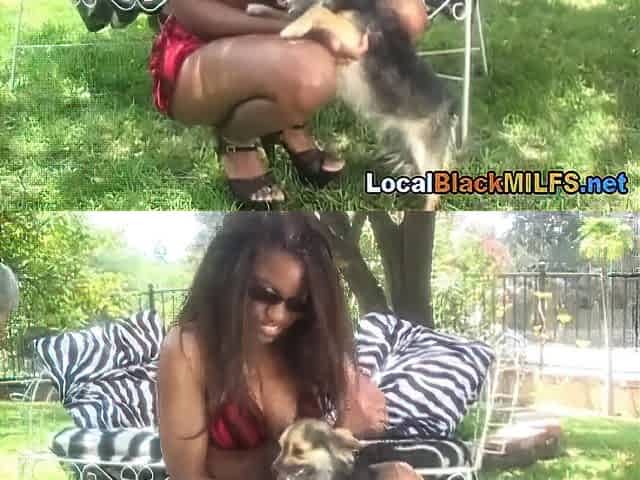 Ebony sweetheart banging with white man outdoors
