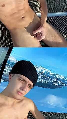 Public Ski Gondola Jerk Off