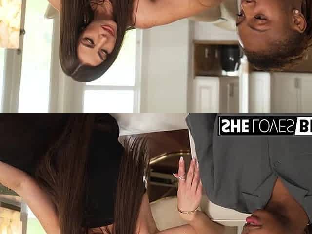Brunette hair Playgirl Koda Monroe Screwed By BBC From Behind
