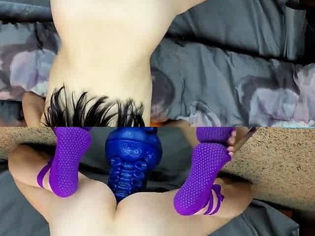 Tiny Girl Rides Her Pussy On A Huge IKA Bad Dragon Dildo