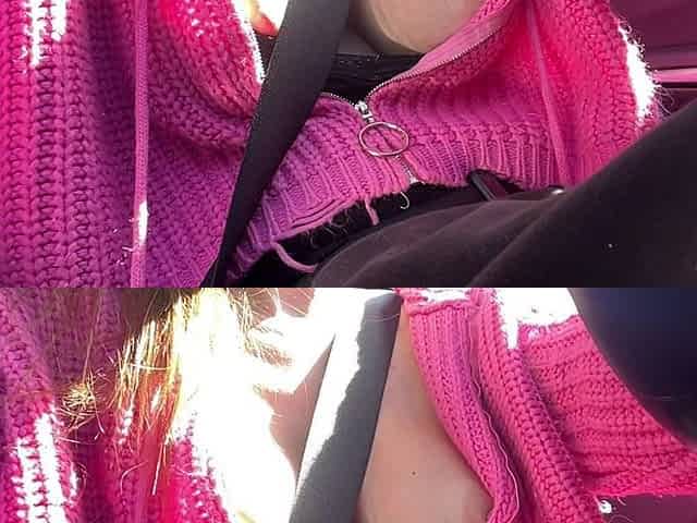Italian Big Tits and Big Nipples MILF Artemisia Love Driving and Showing Her Hard Nipples Bouncing Boobs Flashing