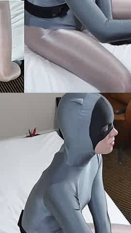 Elena Clark Batgirl Fuck Zentai White Grey Nylon