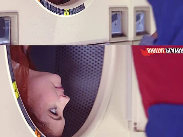 Magnificent redhead chick getting humped in the laundry room