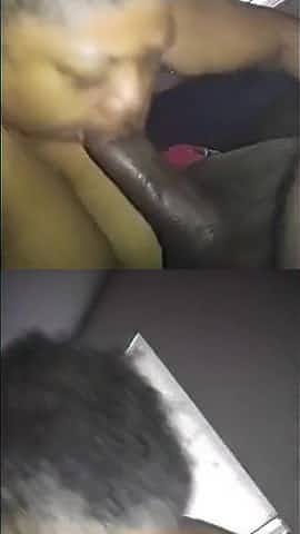 Mature black cougar sucking dick the right way